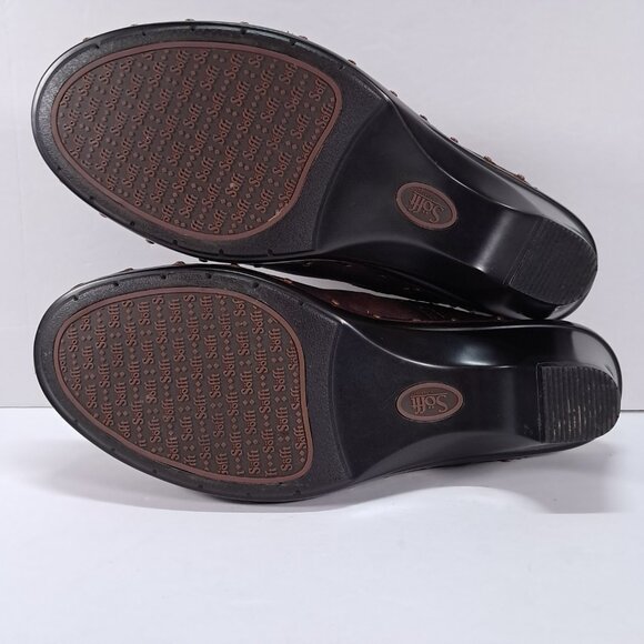 Sofft Mule Clogs Womens 9.5 M Brown Studded Leather Slip On Heel Boho 1009575 - Picture 11 of 14